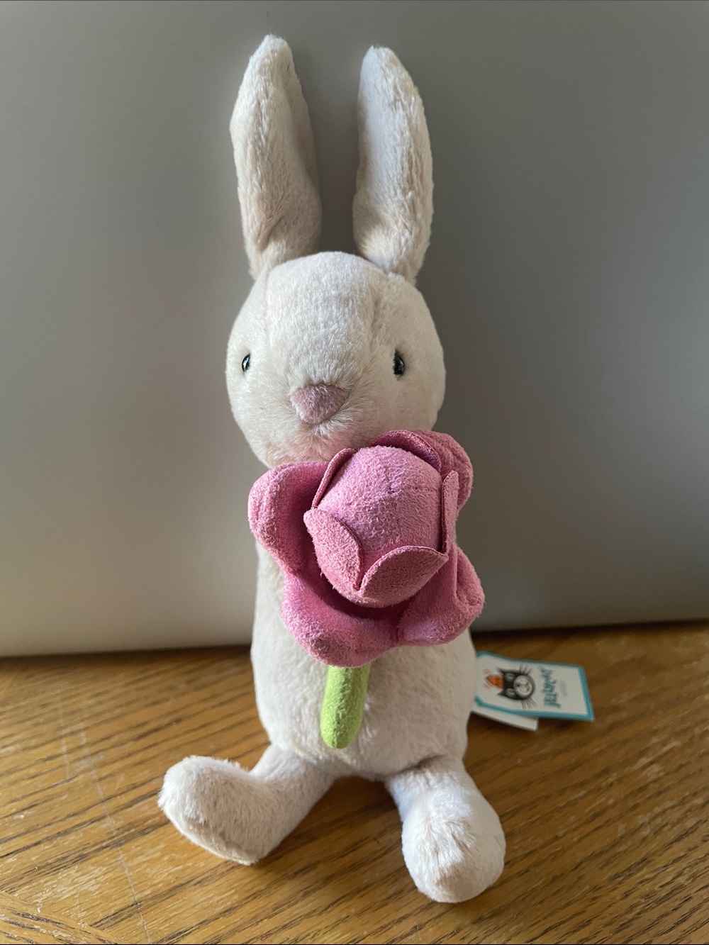 Jellycat Bonnie Bunny with Peony Retired Rare Beige Plush Rabbit NEW with Tags